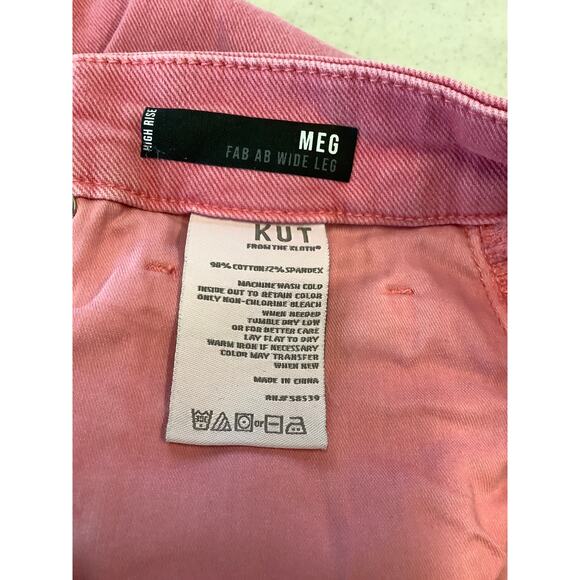 Kut From The Kloth Women's 0 Pink Meg Fab Ab High Rise Wide Leg Jeans O16-14 - Picture 9 of 9